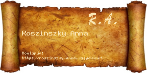 Roszinszky Anna névjegykártya