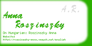 anna roszinszky business card